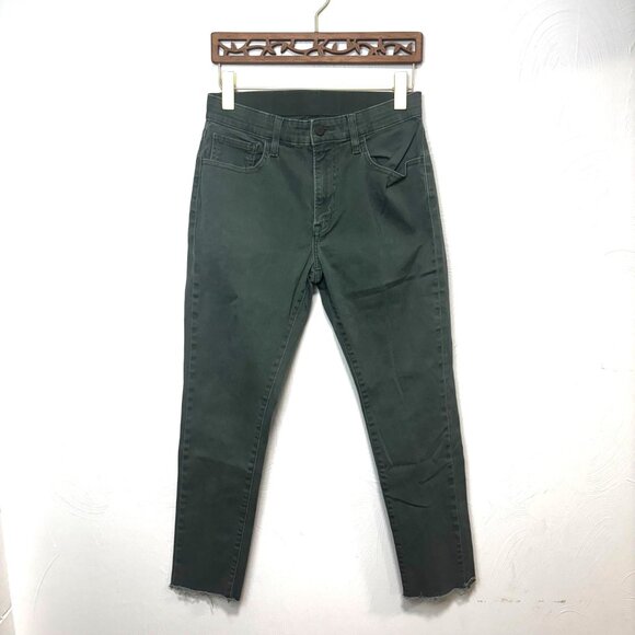 Uniqlo Green Jeans Stretch Pull On Solid Waist 27-30 Casual Cotton Spandex Women - Picture 1 of 5